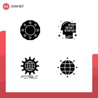 Pictogram Set of 4 Simple Solid Glyphs of celebration international holiday code globe Editable Vector Design Elements