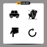 4 Universal Solid Glyphs Set for Web and Mobile Applications automobile finger vehicles canada hand Editable Vector Design Elements