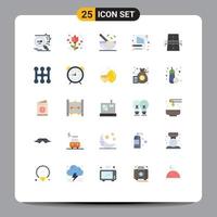 Pack of 25 Modern Flat Colors Signs and Symbols for Web Print Media such as construction scratch pad boiling notepad letter Editable Vector Design Elements