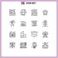 Universal Icon Symbols Group of 16 Modern Outlines of insect butterfly connect interaction essential Editable Vector Design Elements