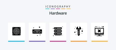 Hardware Glyph 5 Icon Pack Including error. hardware. hosting. computer. hardware. Creative Icons Design vector