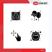 Mobile Interface Solid Glyph Set of 4 Pictograms of weight hold balloon fathers day limited Editable Vector Design Elements