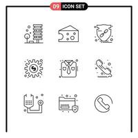 Modern Set of 9 Outlines and symbols such as clothes online trust gear shield Editable Vector Design Elements