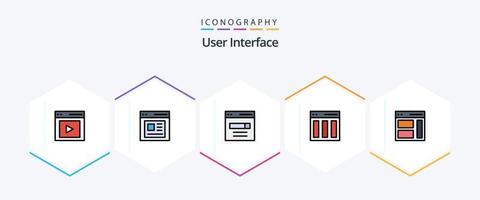 User Interface 25 FilledLine icon pack including content. columns. user. user. interface vector