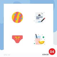 conjunto de pictogramas de 4 iconos planos simples de caspa bikini cuero cabelludo enfermedad informe ropa elementos de diseño vectorial editables vector