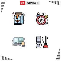 Universal Icon Symbols Group of 4 Modern Filledline Flat Colors of beverage study drink target reading Editable Vector Design Elements