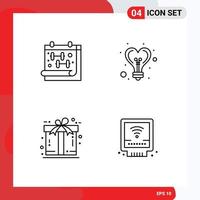 4 Creative Icons Modern Signs and Symbols of calendar free dumbell light present Editable Vector Design Elements