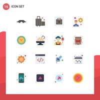 Modern Set of 16 Flat Colors Pictograph of watch startup luggage development service Editable Pack of Creative Vector Design Elements