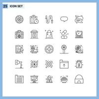 Set of 25 Modern UI Icons Symbols Signs for speech chatting jumping chat sport Editable Vector Design Elements