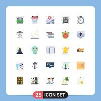 25 Universal Flat Color Signs Symbols of alert school location open learning Editable Vector Design Elements