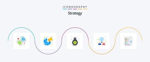 Paquete de iconos de estrategia plana 5 que incluye tarea. lista. Finanzas. negocio. idea vector