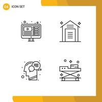 4 Creative Icons Modern Signs and Symbols of design communication live storage human Editable Vector Design Elements
