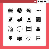 Stock Vector Icon Pack of 16 Line Signs and Symbols for men movember analysis hipster money Editable Vector Design Elements