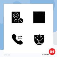 Set of 4 Modern UI Icons Symbols Signs for computers call hardware tabs security Editable Vector Design Elements