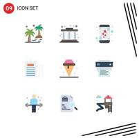 Pack of 9 Modern Flat Colors Signs and Symbols for Web Print Media such as cream payment heart invoice checkout Editable Vector Design Elements