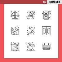Modern Set of 9 Outlines Pictograph of holiday track app gps map Editable Vector Design Elements