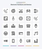 Creative Devices 25 OutLine icon pack  Such As camera. roll. controller. photo. camera vector