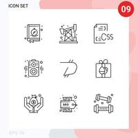 Mobile Interface Outline Set of 9 Pictograms of crypto digibyte css speaker audio Editable Vector Design Elements