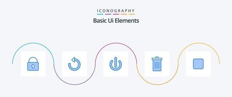 paquete de iconos básicos de elementos de interfaz de usuario azul 5 que incluye caja. basura. botón. Eliminar. cesta vector