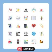 Group of 25 Flat Colors Signs and Symbols for help contact sell communication moustache Editable Vector Design Elements