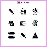 Modern Set of 9 Solid Glyphs and symbols such as computer chat farming laptop job Editable Vector Design Elements