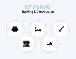 diseño de iconos del paquete de iconos de glifo de construcción y construcción 5. levantamiento. camión. viajar grua. tráfico vector