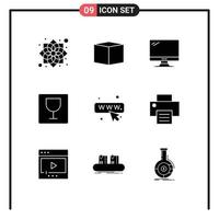 Modern Set of 9 Solid Glyphs Pictograph of webpage seo monitor photo editor Editable Vector Design Elements