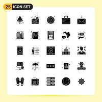 Universal Icon Symbols Group of 25 Modern Solid Glyphs of receive mail dessert suitcase bag Editable Vector Design Elements