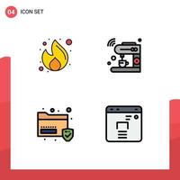 Modern Set of 4 Filledline Flat Colors and symbols such as business wifi money internet folder Editable Vector Design Elements