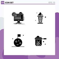 Set of 4 Commercial Solid Glyphs pack for account flag edit islam space Editable Vector Design Elements
