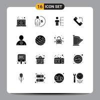 Group of 16 Solid Glyphs Signs and Symbols for incoming answer money people human Editable Vector Design Elements