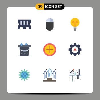 9 Flat Color concept for Websites Mobile and Apps global cursor clean navigation plus Editable Vector Design Elements