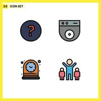 paquete de iconos de vector de stock de 4 signos y símbolos de línea para elementos de diseño de vector editables de grupo de reloj de leva de reloj circular