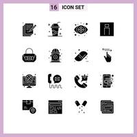 Set of 16 Modern UI Icons Symbols Signs for user men summer man target Editable Vector Design Elements