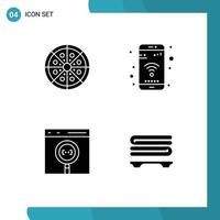 Universal Icon Symbols Group of 4 Modern Solid Glyphs of drink app pizza mobile coding Editable Vector Design Elements