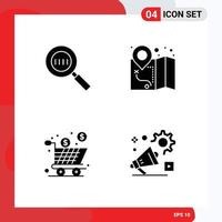 Stock Vector Icon Pack of 4 Line Signs and Symbols for code full magnifying map shopping Editable Vector Design Elements