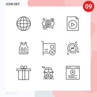 Universal Icon Symbols Group of 9 Modern Outlines of hardware computers file card game Editable Vector Design Elements