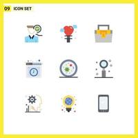 Set of 9 Modern UI Icons Symbols Signs for biology internet bag hosting toolkit Editable Vector Design Elements