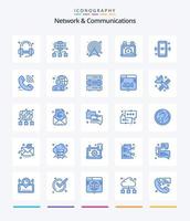 Creative Network And Communications 25 Blue icon pack  Such As performance. speed test. network. route. direction vector