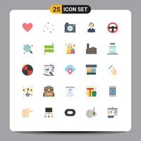 Flat Color Pack of 25 Universal Symbols of service man holiday customer business Editable Vector Design Elements