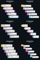 plantilla de diapositiva de presentación del paquete de infografías vectoriales 6 diagramas de ciclo de 5 pasos y líneas de tiempo vector