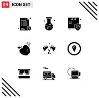 9 Universal Solid Glyphs Set for Web and Mobile Applications tool science science food security Editable Vector Design Elements