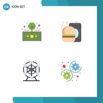 4 Universal Flat Icons Set for Web and Mobile Applications asset ferris return drink wheel Editable Vector Design Elements