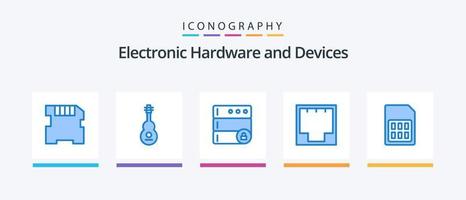 Devices Blue 5 Icon Pack Including mobile. port. database. network. ethernet. Creative Icons Design vector