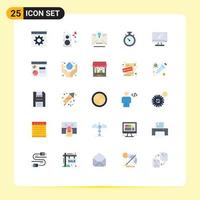 25 iconos creativos signos y símbolos modernos de monitor pin sobre navegación brújula elementos de diseño vectorial editables vector