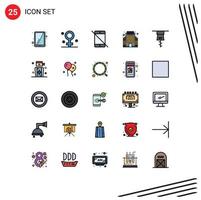 Set of 25 Modern UI Icons Symbols Signs for zipper star devices hotel building Editable Vector Design Elements