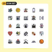 Universal Icon Symbols Group of 25 Modern Filled line Flat Colors of lamp amplifier man low electricity Editable Vector Design Elements