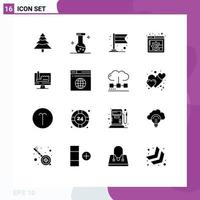 16 Creative Icons Modern Signs and Symbols of network factory carnival monitore computer Editable Vector Design Elements