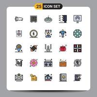 Group of 25 Filled line Flat Colors Signs and Symbols for travel traffic safe game pad game Editable Vector Design Elements