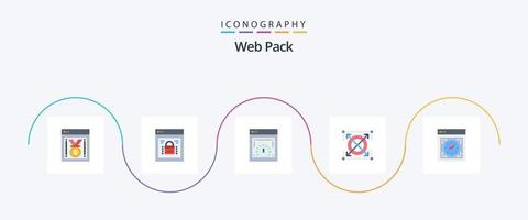 Web Pack Flat 5 Icon Pack Including computer. seo. web security. target. web speed checking vector